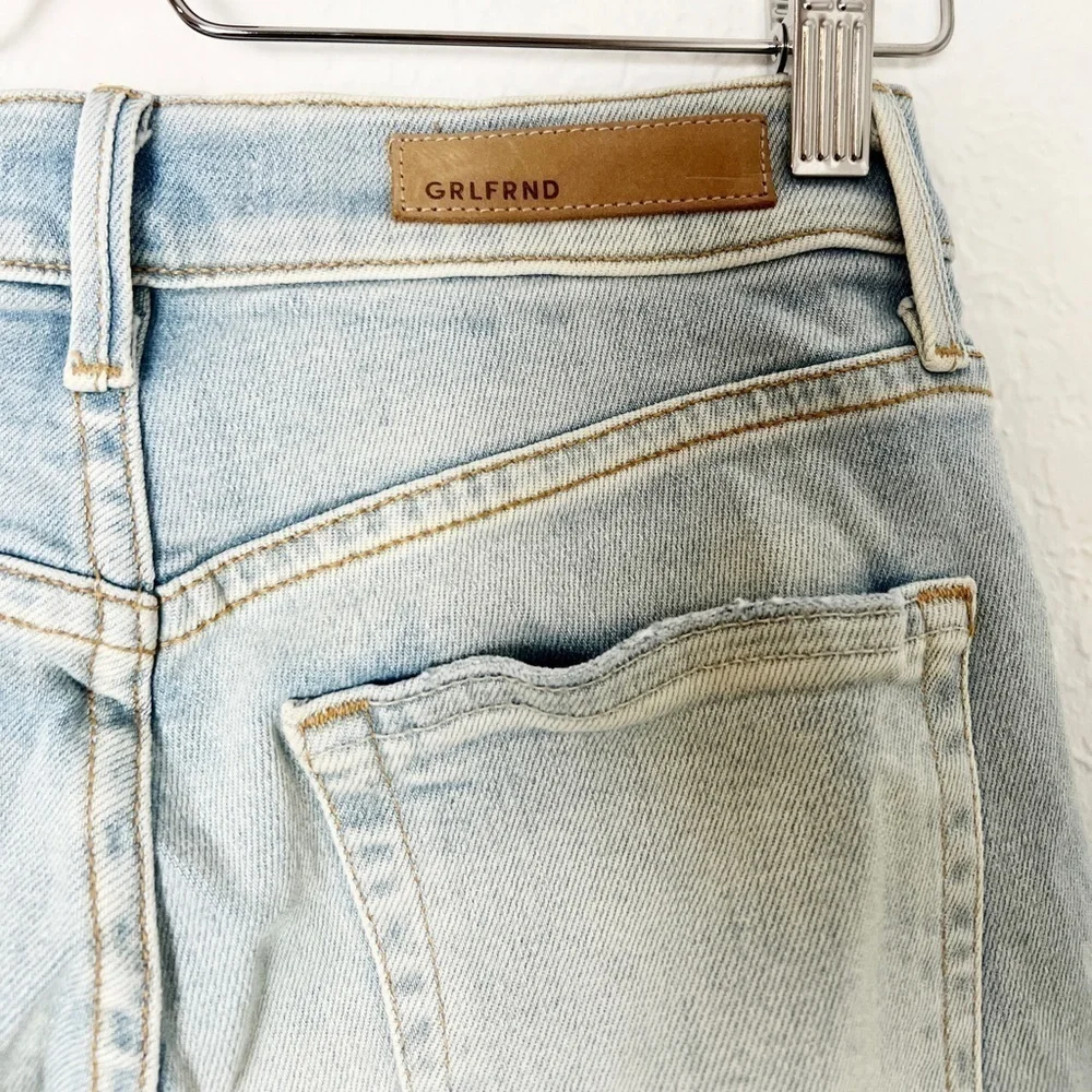GRLFRND Karolina Button Fly High Rise Straight Leg Raw Hem Jeans